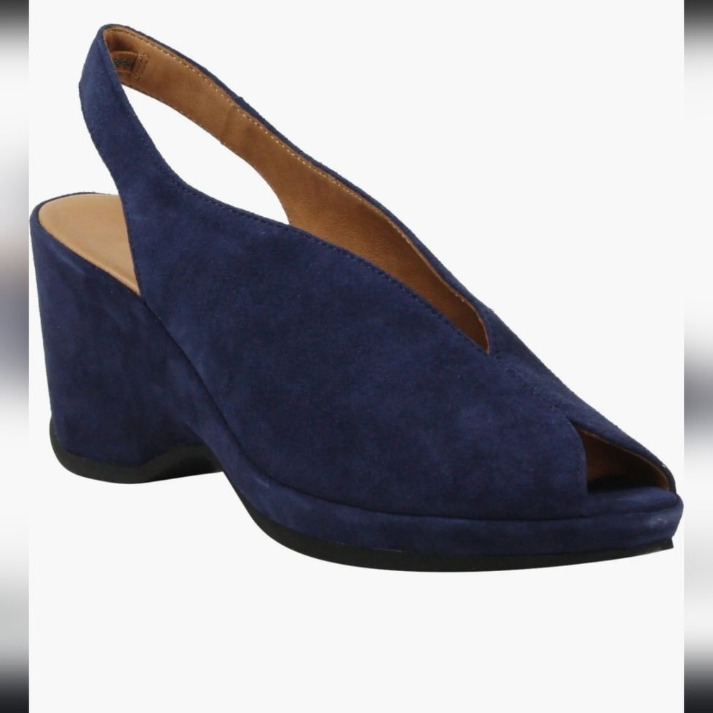 L'Amour Navy Slingback Wedges
